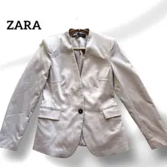 ZARA ノーカラーブレザー Vネック ベージュ ジャケット