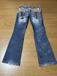 Riobera Jeans ビンテージ　刺繍フレアデニムパンツ　24インチ