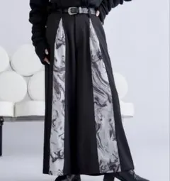 Ellno Loset 柄スリットワイドフレアパンツ