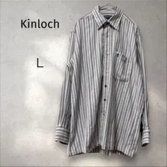 キンロック＊ ストライプシャツ 【L】長袖 ホワイト系 カジュアル 古着