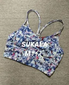 ④SUKALA スカーラ ヨガウェア ブラトップ 華やか花柄 ブルー M