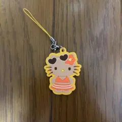 セリア　日焼けキティ　ラバーストラップ　オレンジ