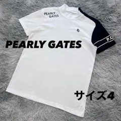 美品　パーリーゲイツ　モックネック　半袖シャツ　カットソー　ホワイト　ブラック