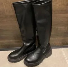 ✴︎新品未使用　ロングブーツ 合成皮革　ブラック　23.5〜24.0センチ