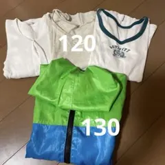 キッズ　下着　肌着　長袖　3枚と薄手ジャンバー　茶系　白　綿　薄い　厚い