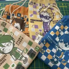 ハイキュー!! チェック柄ポーチ 4個セット