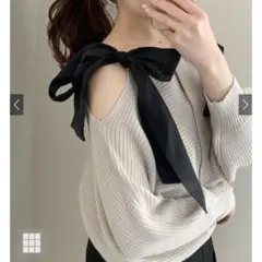 ショルダーリボンオフショルラメニットカーディガン[gn334]
