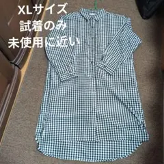 flow and fixture ギンガムチェック シャツワンピース XL