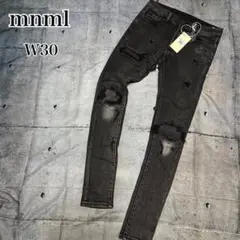 ✨新品タグ付✨mnml スキニーデニム ダメージ加工 ブラック 30
