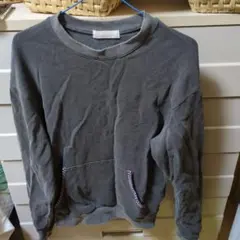 グレー クルーネック トレーナー 長袖