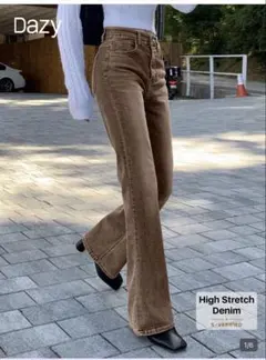 SHEIN DAZY フレアデニムジーンズ　ブラウン