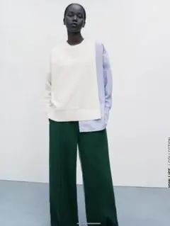 ZARA コントラスト スウェットシャツ プルオーバー