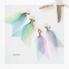 【summer sale!】スターフィッシュ＊オーガンジーリボンピアス