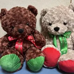 ブラウンとベージュのクマのぬいぐるみ2体セット