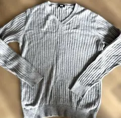 ※値下げ【UNIQLO】コットンカシミヤ Vネックニット　グレー　メンズMサイズ