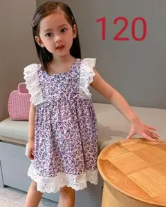 キッズ服 120 ワンピース レース 花柄 韓国 夏服 女の子