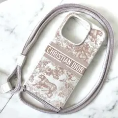クリスチャンディオール iPhone14Pro ケース ストラップ付 ピンク