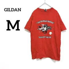 GILDAN 赤 半袖Tシャツ　ヴィンテージ【M】プリントT ユニセックス　古着