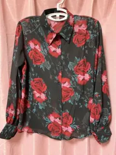 長袖シャツ ブラウス 花柄シャツ 派手シャツ フリーサイズ ギャル