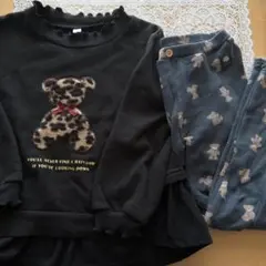 クマ　ベア　110裏起毛トレーナー 120 裏起毛レギンス　ブラック　ネイビー