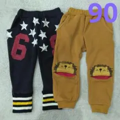 ベビー 裏起毛 パンツ ライオン 星 90 2点セット