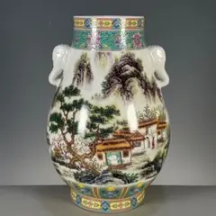 九谷焼 錦山窯 金彩色絵楼閣山水風景図壺 高さ20.5cm - メルカリ