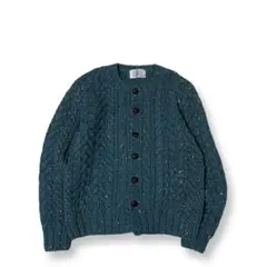 ジェイプレス　カーディガン　くるみボタン　ブルー　肉厚　レディース M ショート