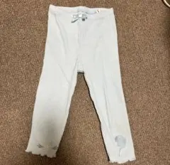 ベビー レギンス スパッツ ライトブルー リボン 刺繍 90㎝