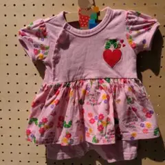 腹ペコあおむし　エリックカール　ピンクお花畑　スカート付きロンパース 60cm