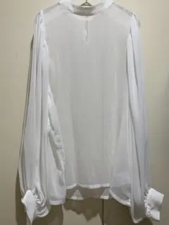 mily bilet シアー ブラウス XL 楊柳 バルーンスリーブ ハイネック