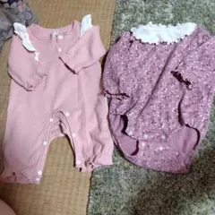 ベビーロンパース　2点セット　ピンク　女の子のサムネイル