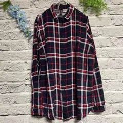 【超美品】H&M チェックシャツ 長袖 赤 ネイビー サイズ34 XS
