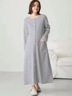 美品【防汚加工】【２WAY】綿100％前開きネグリジェ　マタニティ・授乳パジャマ