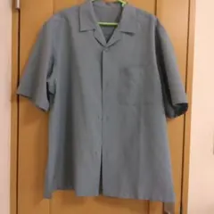 GU ボタンアップシャツ 半袖　ブルー系　L