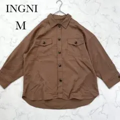 【イング】 CPOシャツ オーバーサイズ シャツジャケット ブラウン M 長袖