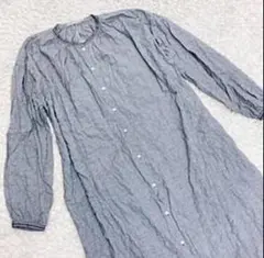 新品 タグ付き レディース 長袖 ワンピース グレー 千鳥格子 M ナチュラル