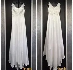 ホワイト シフォン Aライン ウェディングドレス