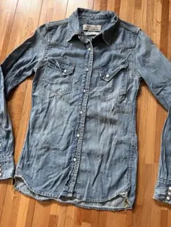 レミレリーフ　デニムブルー ウエスタンスタイル 長袖シャツ