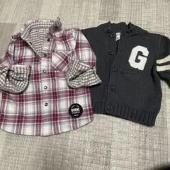 BEBEチェックアウターandGAPカーディガン