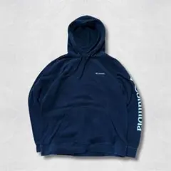 Columbia パーカー L ブラック ワンポイントロゴ 袖プリント 裏起毛