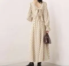 NICE CLAUP ドット バックリボン ワンピース