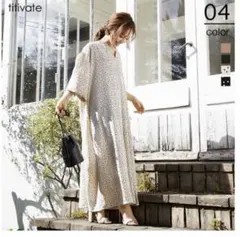 titivate スキッパーボリューム袖ワンピース （ドット/ベージュ）Mサイズ