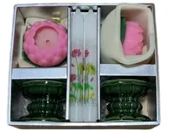 ■カメヤマローソク 蓮玉ローソクセット 雅 陶製燭台付２セット■仏具 仏壇