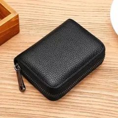 カードケース 磁気防止 14枚収納 ブラック 本革 ミニ財布 レディース