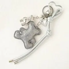 新品 じゃらじゃらキーホルダー バッグチャーム キーチャーム 熊 シルバー