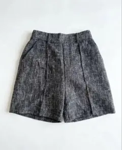 レディース 黒 ブラックツイード風ショートパンツ