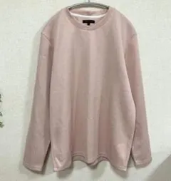 m.f.editorial 長袖プルオーバー ヘリンボーン柄 ピンク L