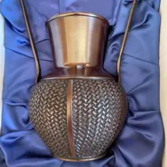 高岡鋳物　網代花器　瑞峰作　鋳金製　　　　華道・池坊　長期保管品 高岡鋳物 網代花器 瑞峰作 鋳金製 華道・池坊 長期保管品 高岡