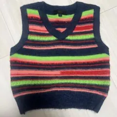 ZARA ボーダー柄 ニットベスト Vネック