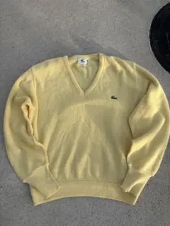 80s 90s LACOSTE ニットセーター カーディガン USA製 イエロー